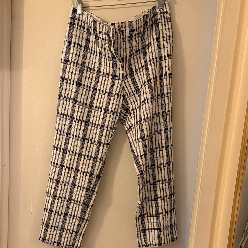 Ann Taylor Black and White Plaid Straight Leg Pants